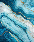 Turquoise Blue Gold Agate Pattern Rug