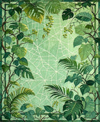 Lush Greenery Spiderweb Tropical Design Rug