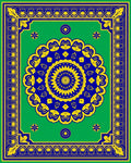 Bright Royal Blue Yellow Medallion Rug