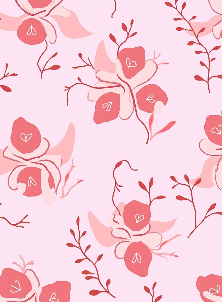 Whimsical Pink Floral Pattern Rug