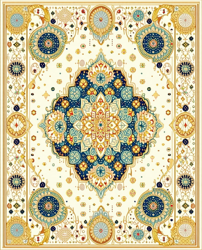 Ornate Medallion Floral Pattern Rug