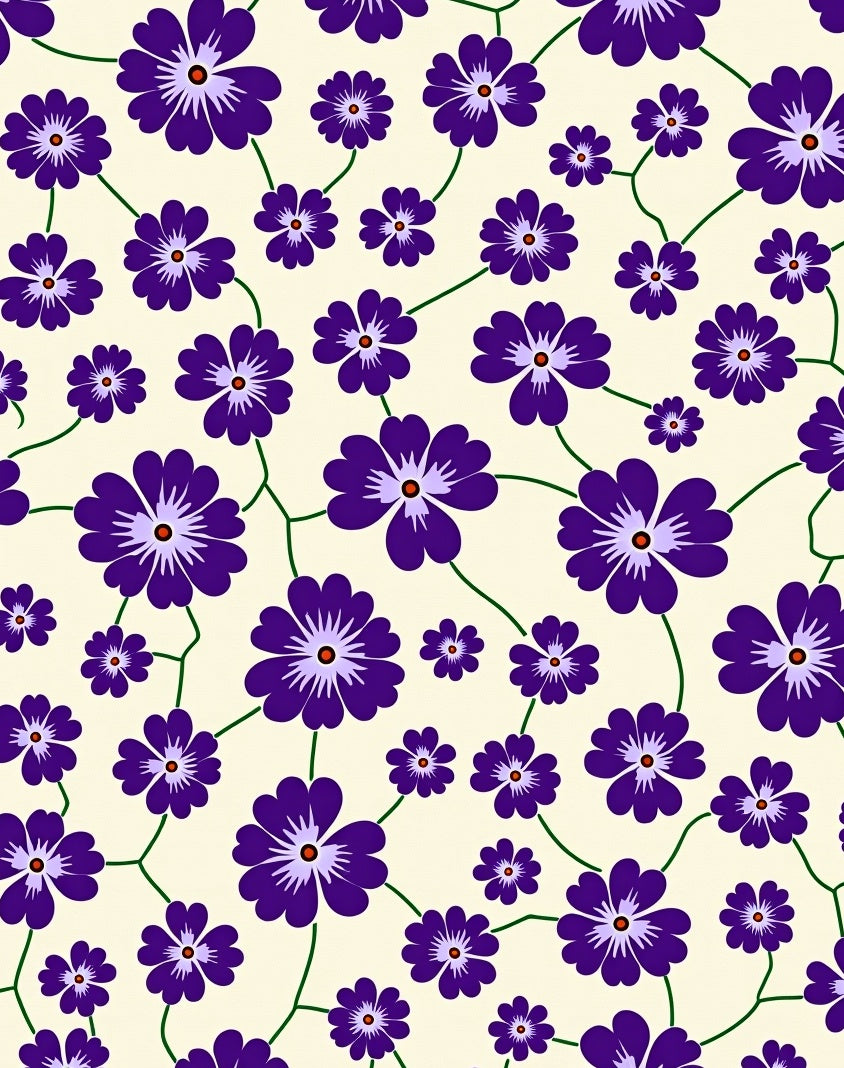 Ornate Purple Floral Pattern Rug