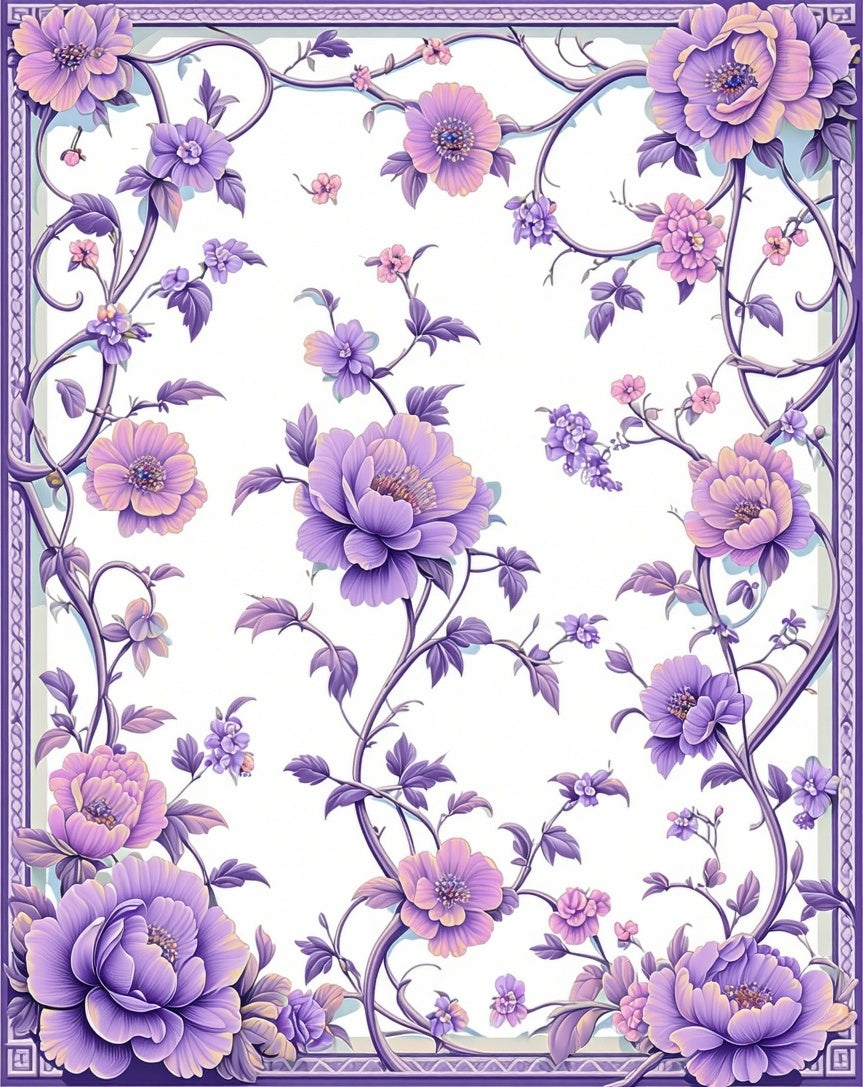 Purple Floral Vine Pattern Rug