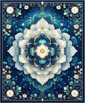 Ornate Blue Floral Mandala Pattern Rug
