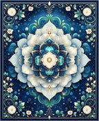 Ornate Blue Floral Mandala Pattern Rug