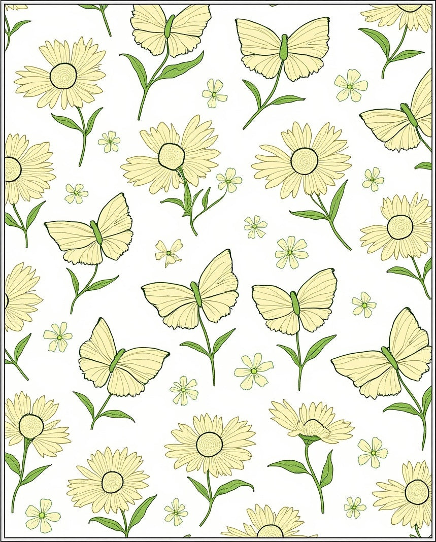 Yellow Buttery And Daisy Pattern Rug