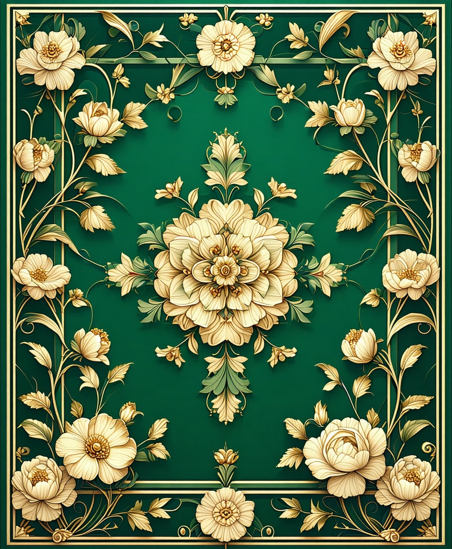 Elegant Floral Vine Scroll Rug