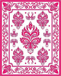 Ornate Pink Bird Floral Pattern Rug