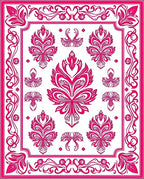 Ornate Pink Bird Floral Pattern Rug