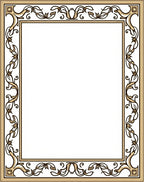 Elegant Tan Floral Scroll Frame Rug