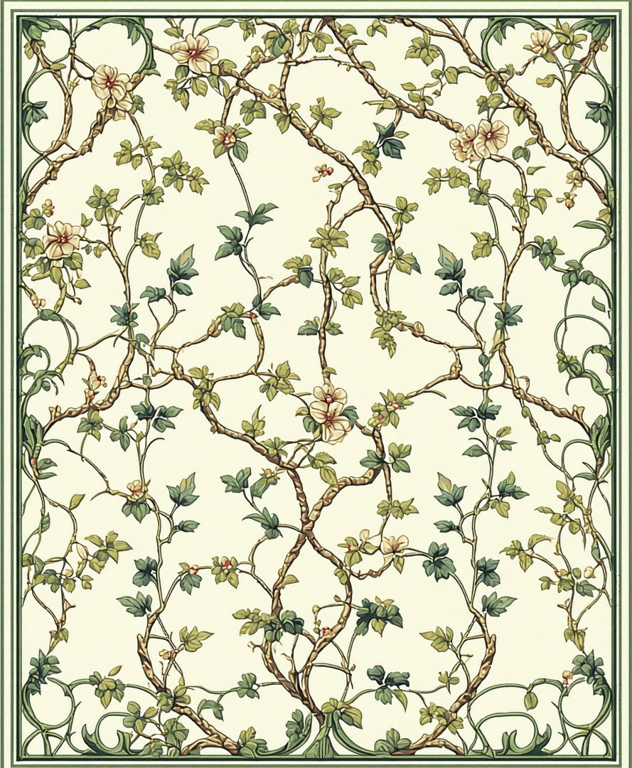 Botanical Vines Delicate Blossoms Rug
