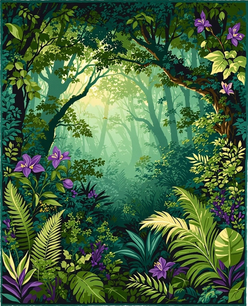 Lush Forest Purple Floral Pattern Rug