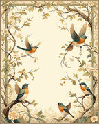 Bird Floral Branch Art Nouveau Rug