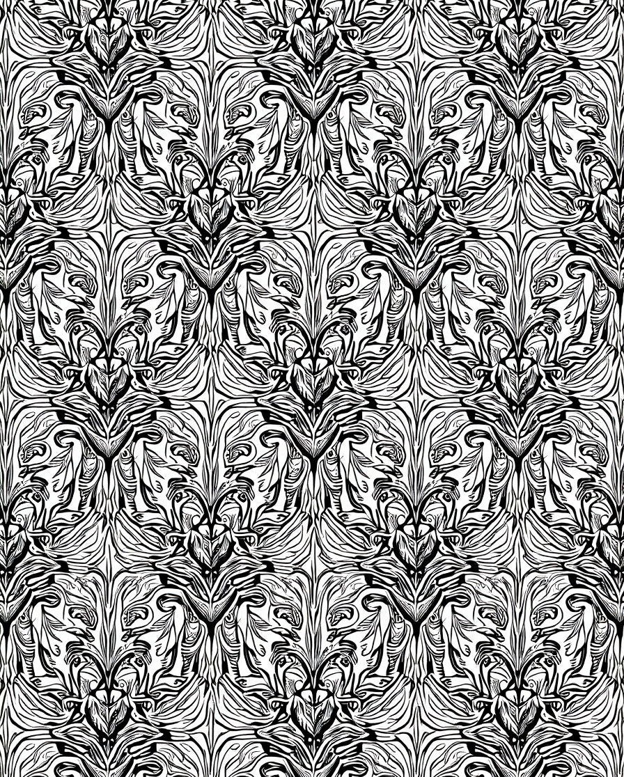 Intricate Line Art Floral Pattern Design Rug