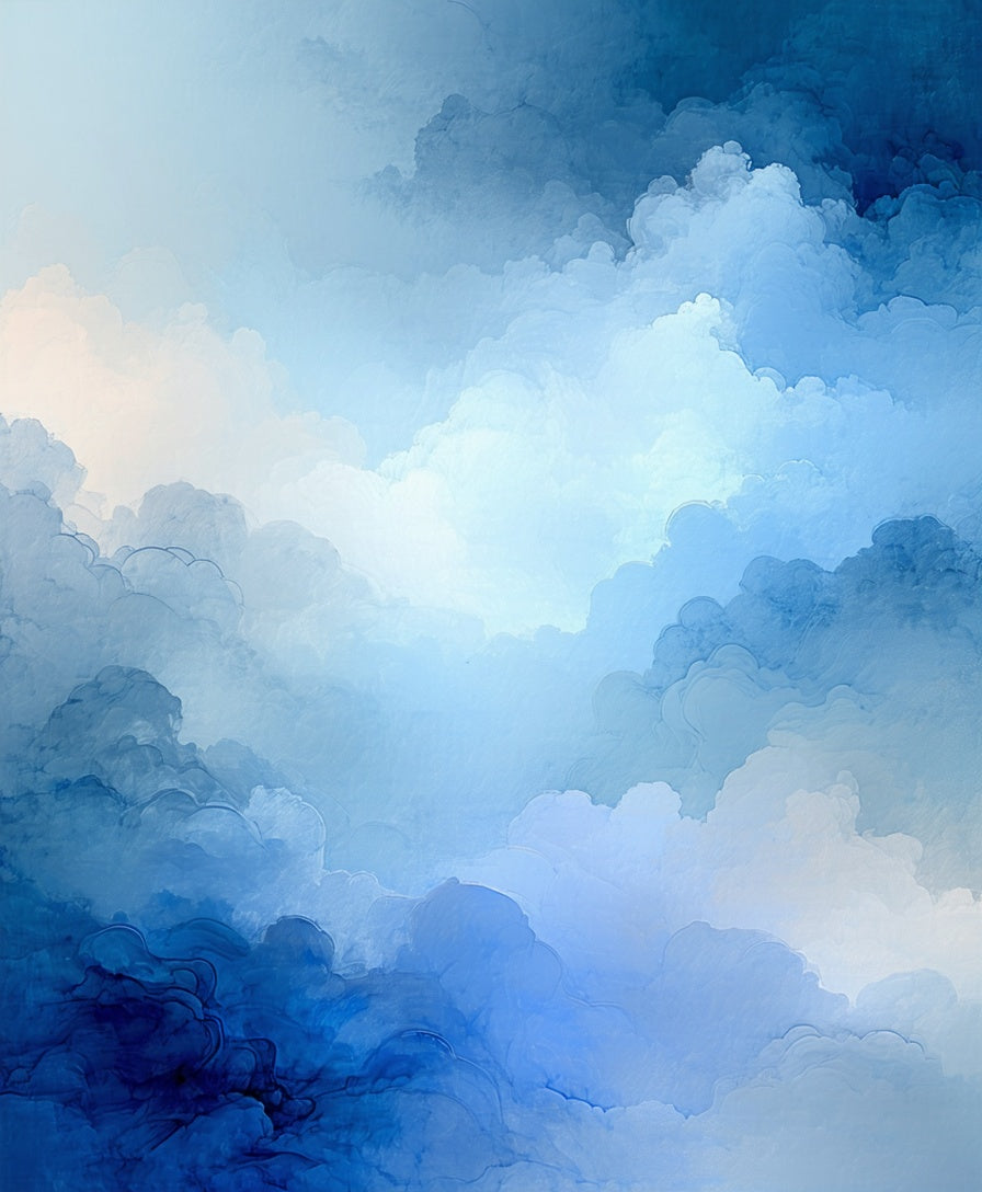 Dreamy Blue Cloudscape Pattern Rug