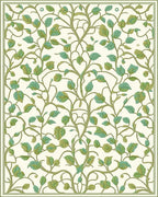 Lush Green Leafy Vine Pattern Rug