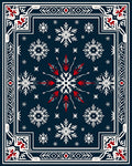 Winter White Snowflake Blue Border Rug