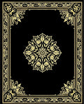 Elegant Black Gold Floral Border Design Rug