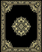 Elegant Black Gold Floral Border Design Rug
