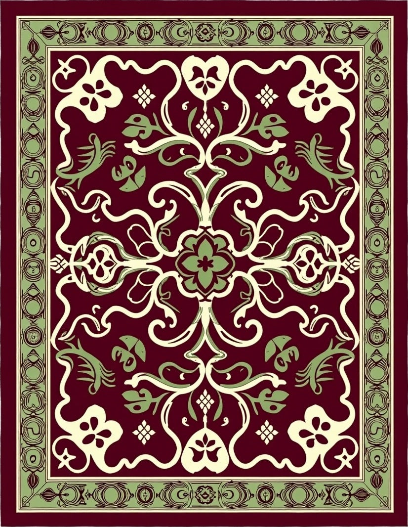 Elegant Floral Vine Design Rug