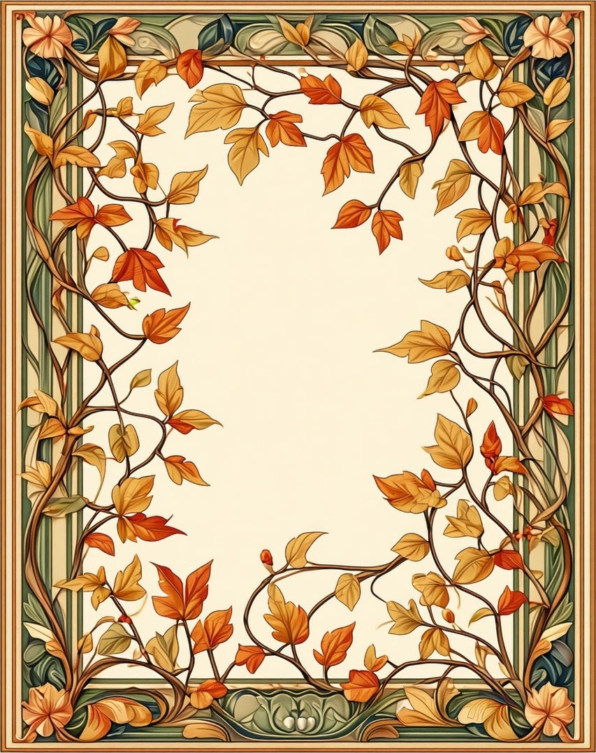 Autumn Vines Leaf Pattern Rug