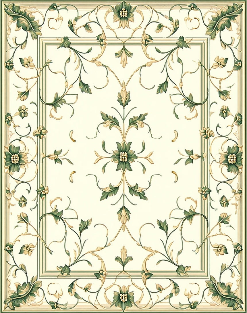 Elegant Floral Vines Patterned Rug