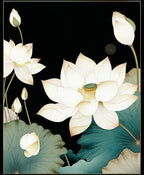 Elegant White Lotus Artful Floral Rug