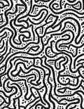 Abstract Black White Maze Pattern Rug