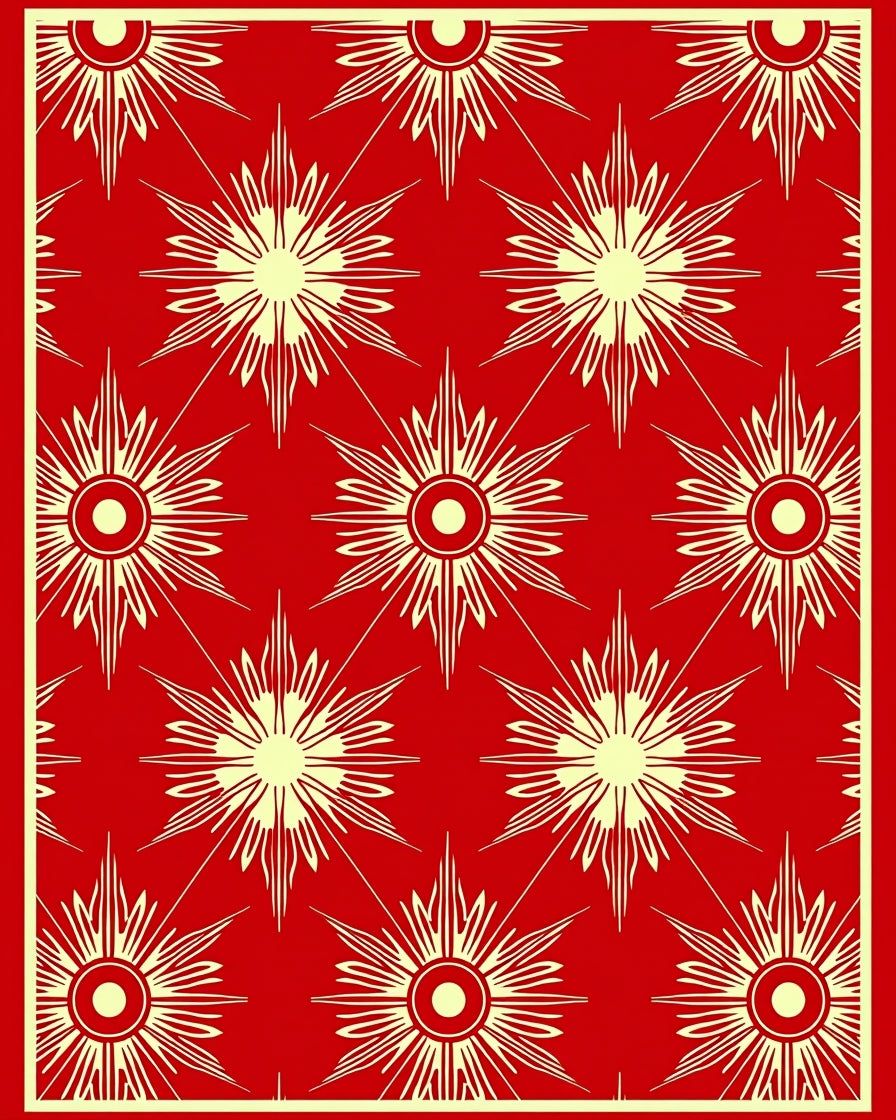 Sunburst Medallion Red Yellow Rug