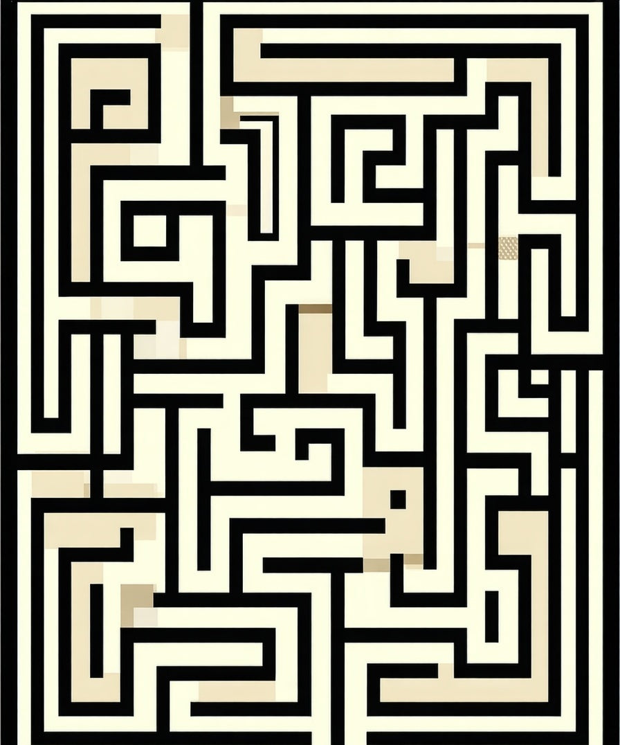 Modern Geometric Black Cream Maze Rug