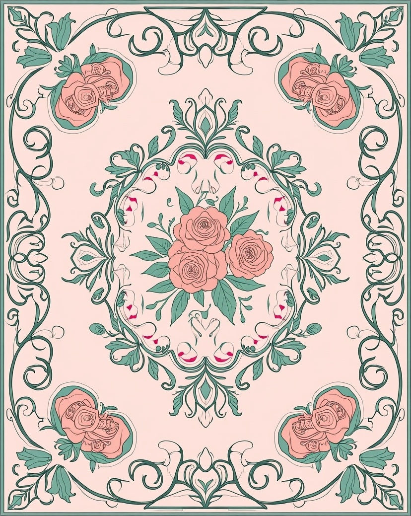 Delicate Floral Scrollwork Design Rug