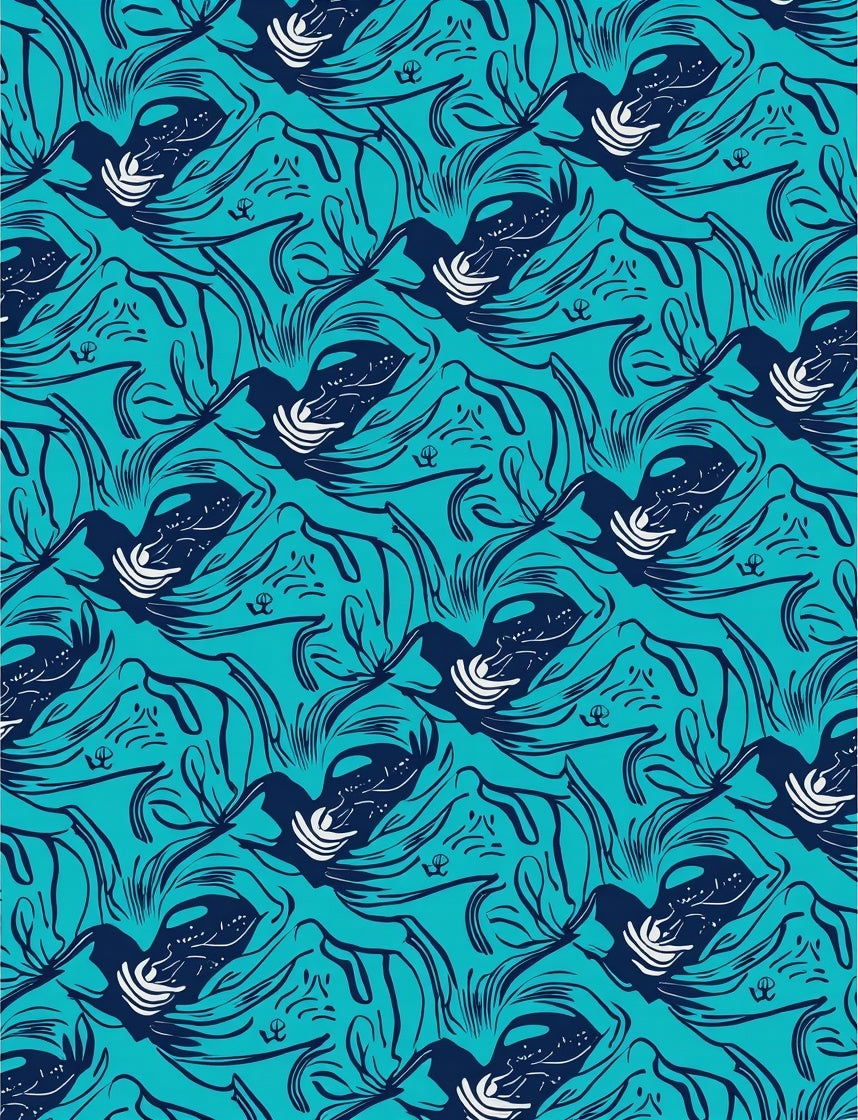 Abstract Teal Swirling Lines Design Rug