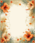 Tropical Hibiscus Palm Leaf Pattern Rug