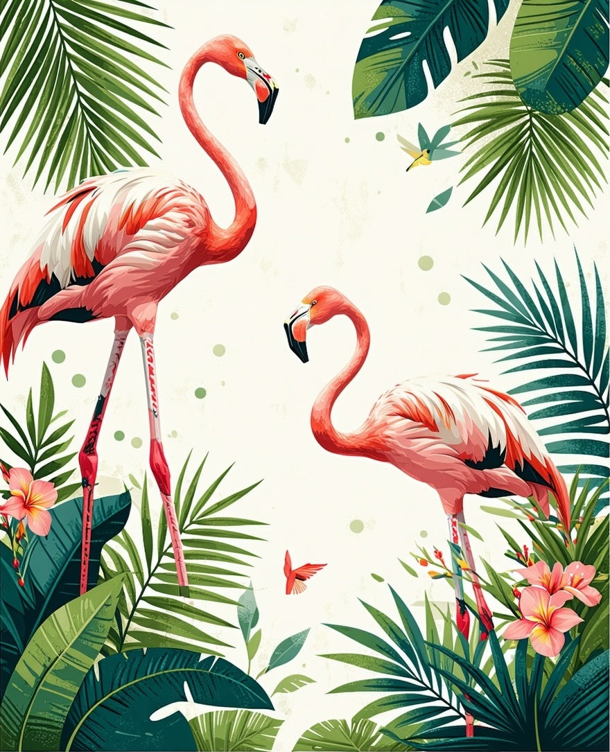 Tropical Flamingo Floral Nature Design Rug