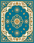 Teal Elegant Floral Medallion Rug
