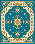 Teal Elegant Floral Medallion Rug