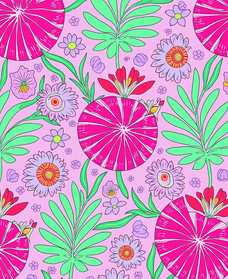 Vibrant Tropical Flora Pattern Rug