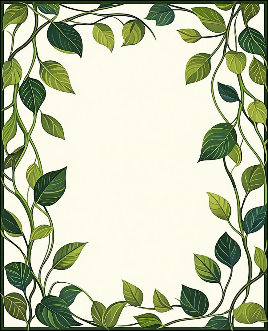 Green Leafy Vine Border Design Rug