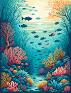 Ocean Depths Vibrant Coral Fish Scene Rug