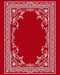 Elegant Red White Floral Scroll Border Rug