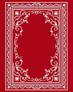 Elegant Red White Floral Scroll Border Rug