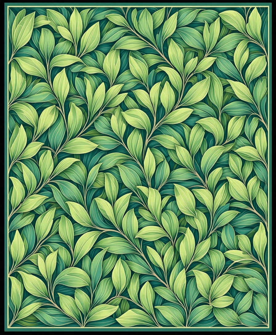 Verdant Leaf Patterned Rug