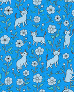 Playful Cat Flower Pattern Rug
