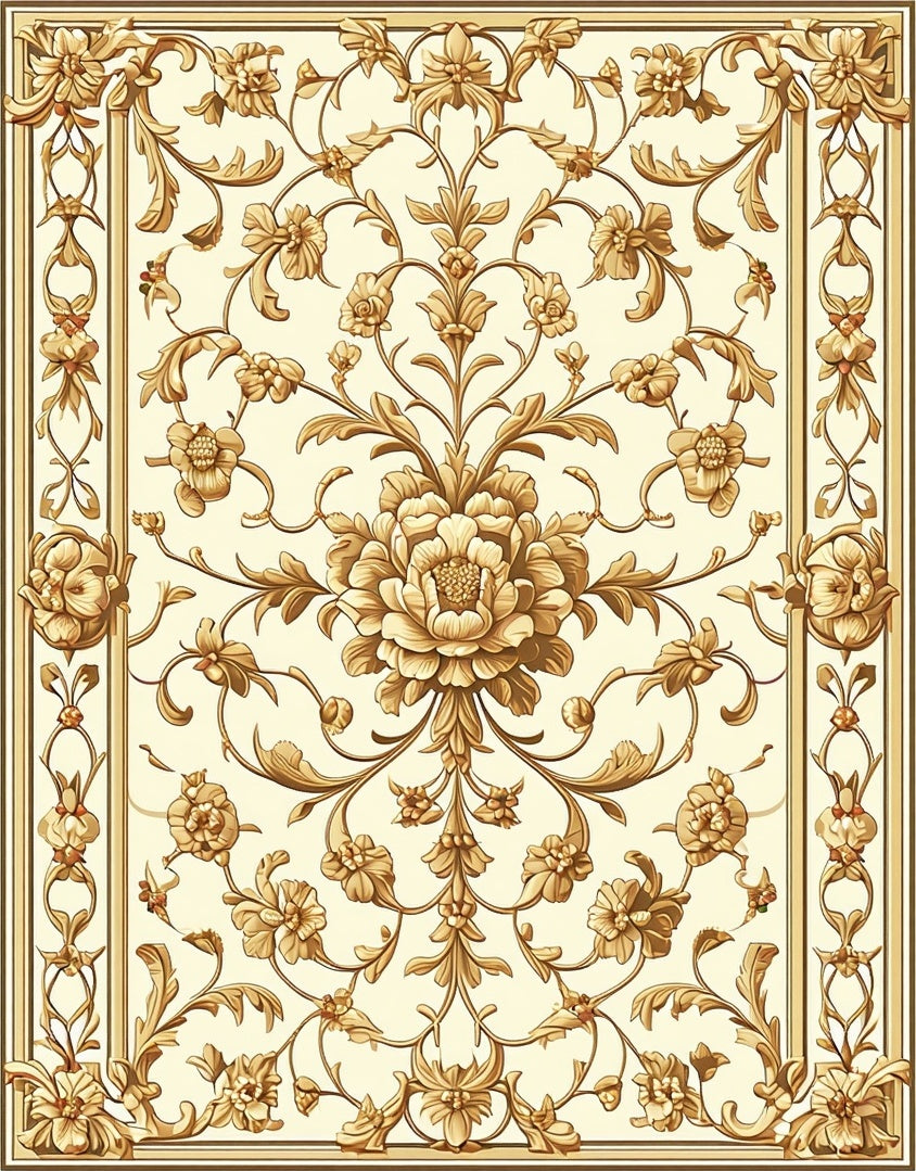 Ornate Floral Patterned Vintage Rug