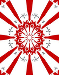 Radiant Red Sunburst Mandala Flock Rug
