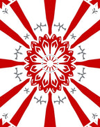 Radiant Red Sunburst Mandala Flock Rug