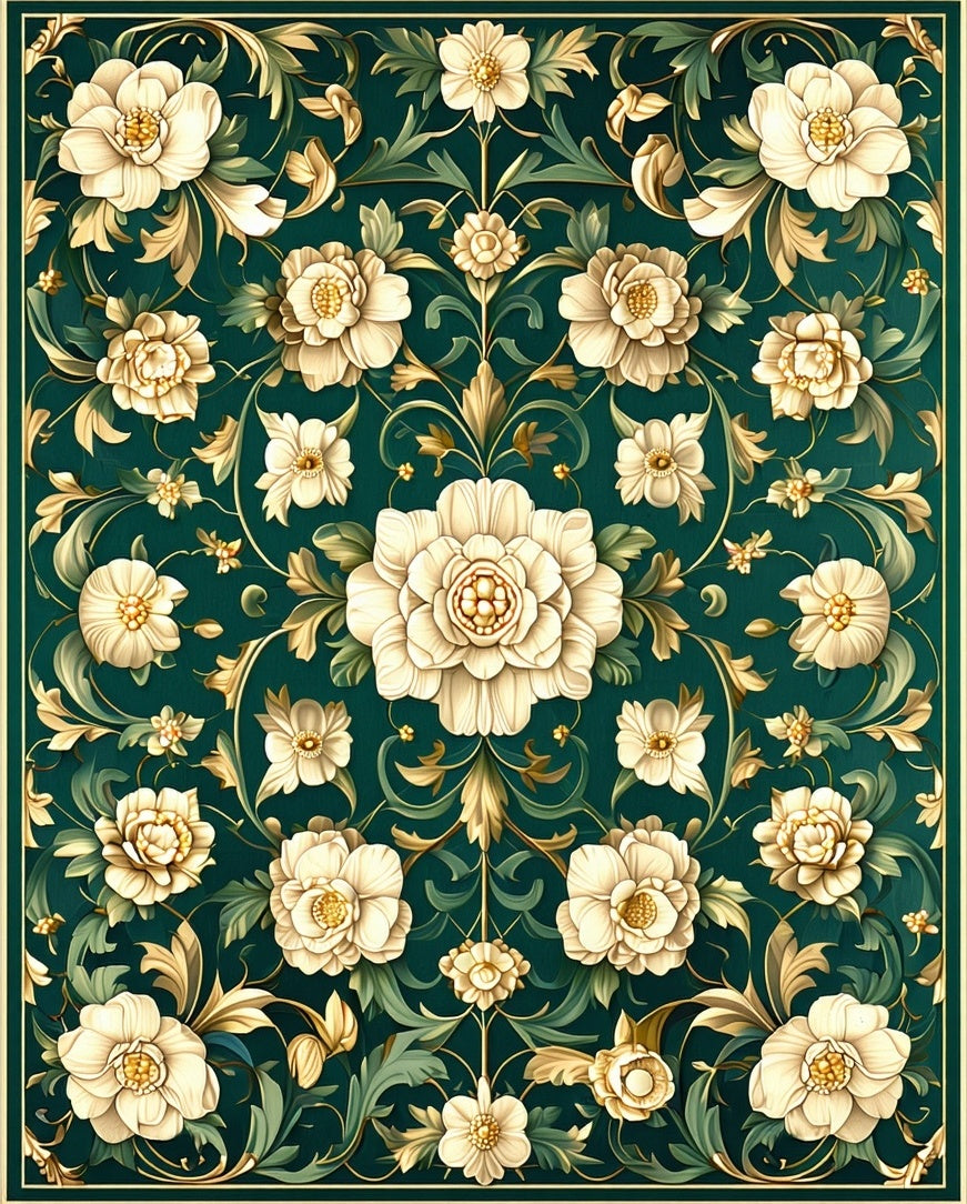 Ornate Floral Garden Pattern Rug