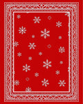 Crimson White Snowflake Holiday Border Rug