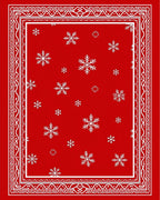 Crimson White Snowflake Holiday Border Rug