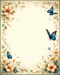 Delicate Floral Vine Butterfly Pattern Rug